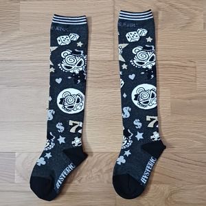 Nwot new hysteric mini grey gold knee high socks glamour toddler kids dollar